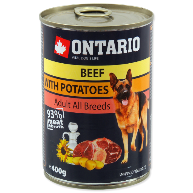 Konzerva ONTARIO Dog Beef, Potatos and Sunflower Oil 400g