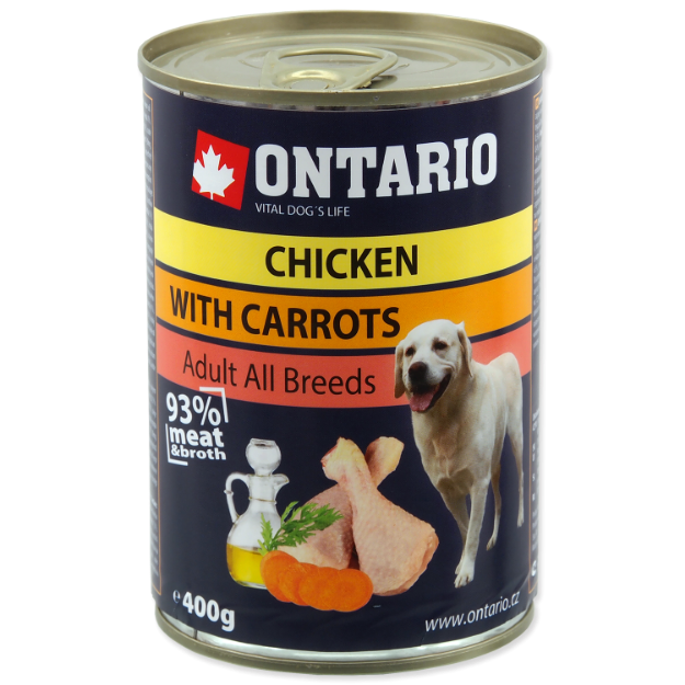 Konzerva ONTARIO Dog Chicken, Carrots and Salmon Oil 400g