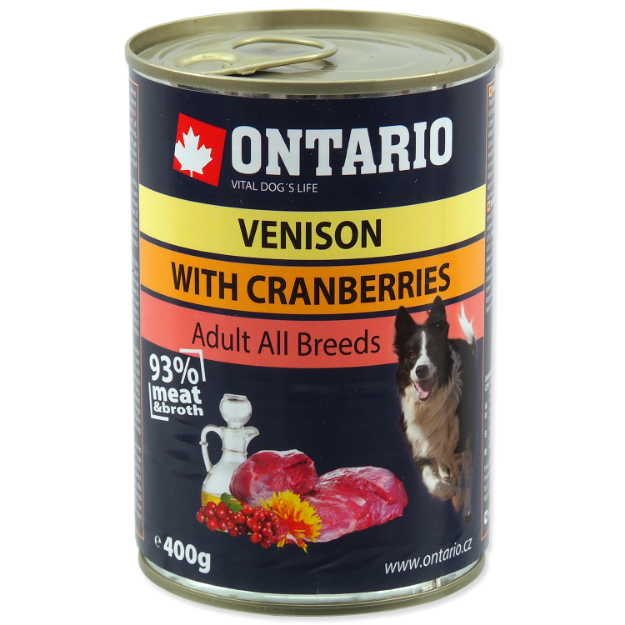 Konzerva ONTARIO Dog Venison, Cranberries and Safflower Oil 400g