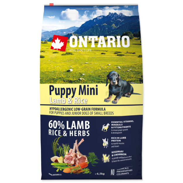 ONTARIO Puppy Mini Lamb & Rice 6,5kg