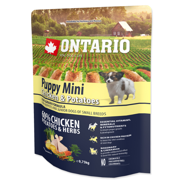 ONTARIO Puppy Mini Chicken & Potatoes & Herbs 0,75kg