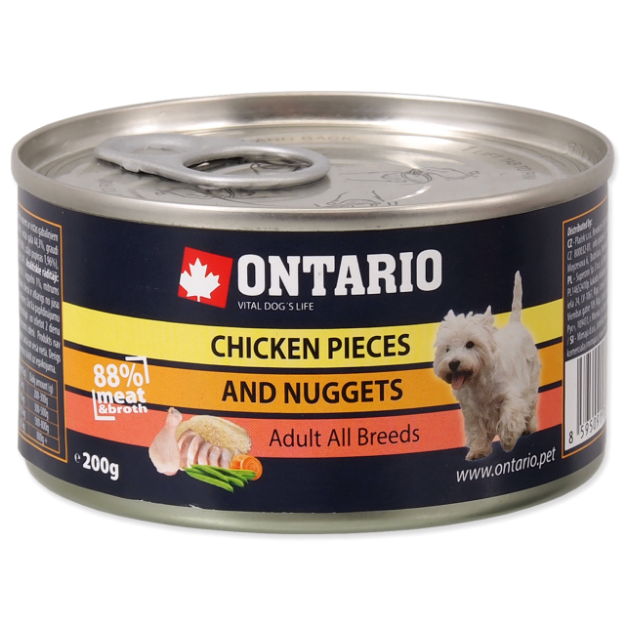 Konzerva ONTARIO Dog Chicken Pieces + Chicken Nugget 200g